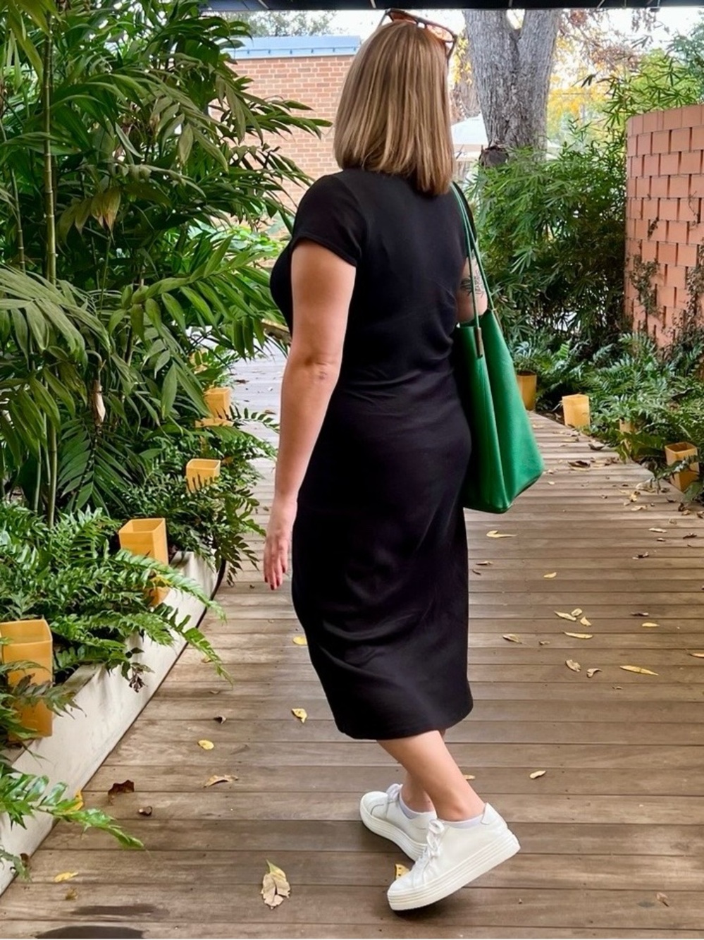 Midi Dress Black XL Short Sleeve Bodycon Stretch Minimalist